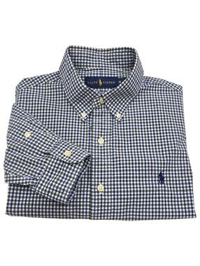 Polo Ralph Lauren Custom Fit Button Down Shirt Men's M Blue Green Gingham Cotton